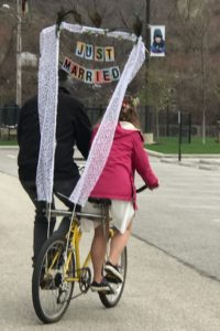 Just married bicycle flag